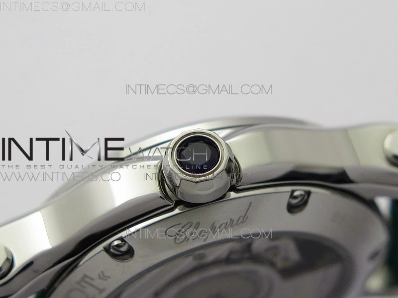 HAPPY SPORT AUTOMATIC SS 36MM YYF 1:1 BEST EDITION WHITE DIAL ON GREEN LEATHER STRAP A2892