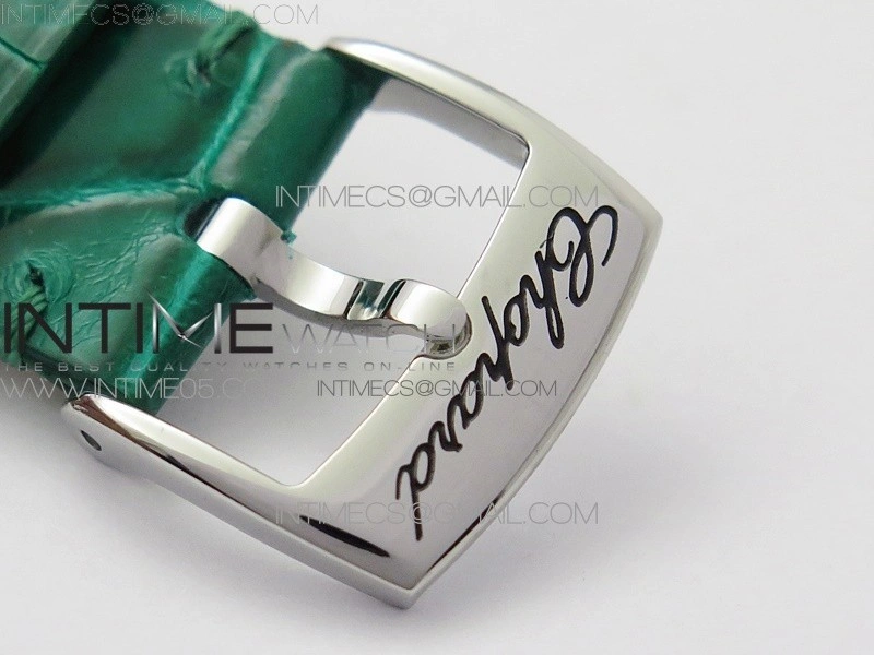 HAPPY SPORT AUTOMATIC SS 36MM YYF 1:1 BEST EDITION WHITE DIAL ON GREEN LEATHER STRAP A2892