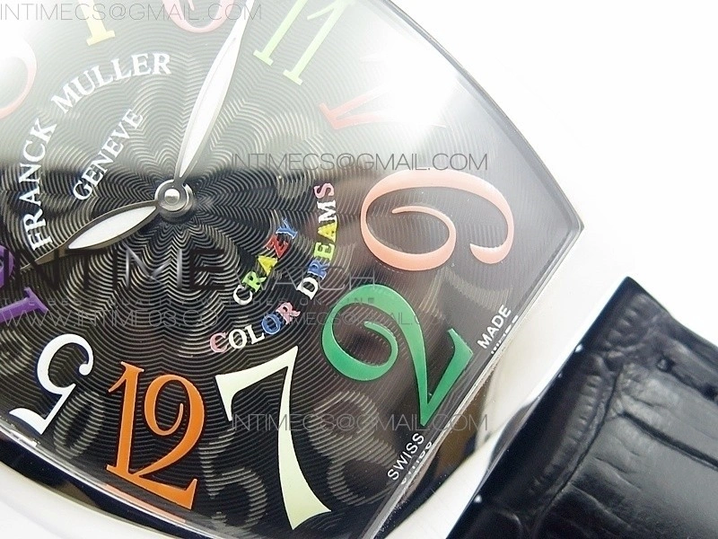 Crazy Hours Real Jumping Hour SS ABF Black Dial Colorful Markers on Black Leather Strap A23J