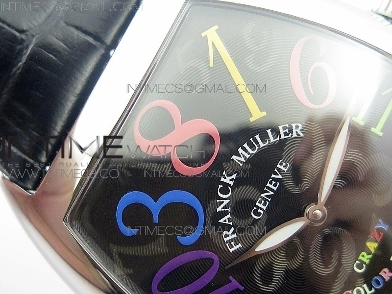 Crazy Hours Real Jumping Hour SS ABF Black Dial Colorful Markers on Black Leather Strap A23J