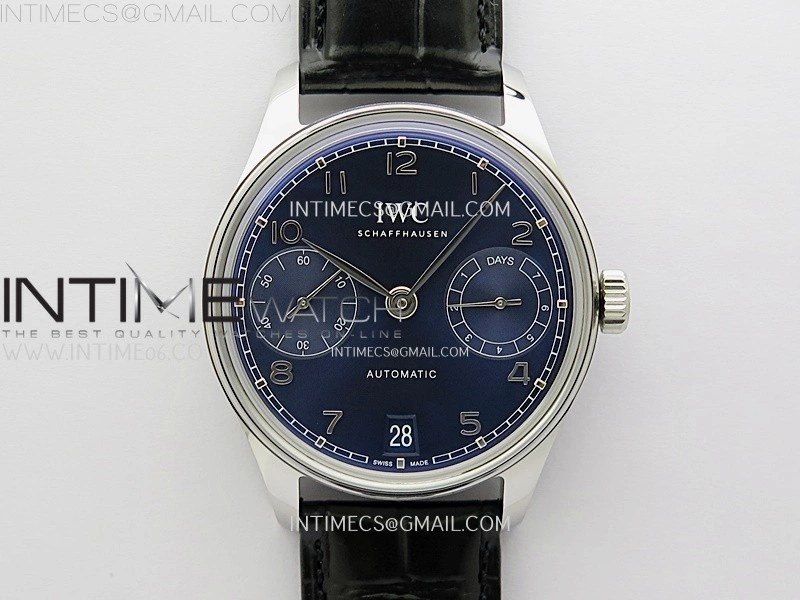Portuguese Real PR IW501704 SS APSF 1:1 Best Edition Blue Dial On Black Leather Strap A52010