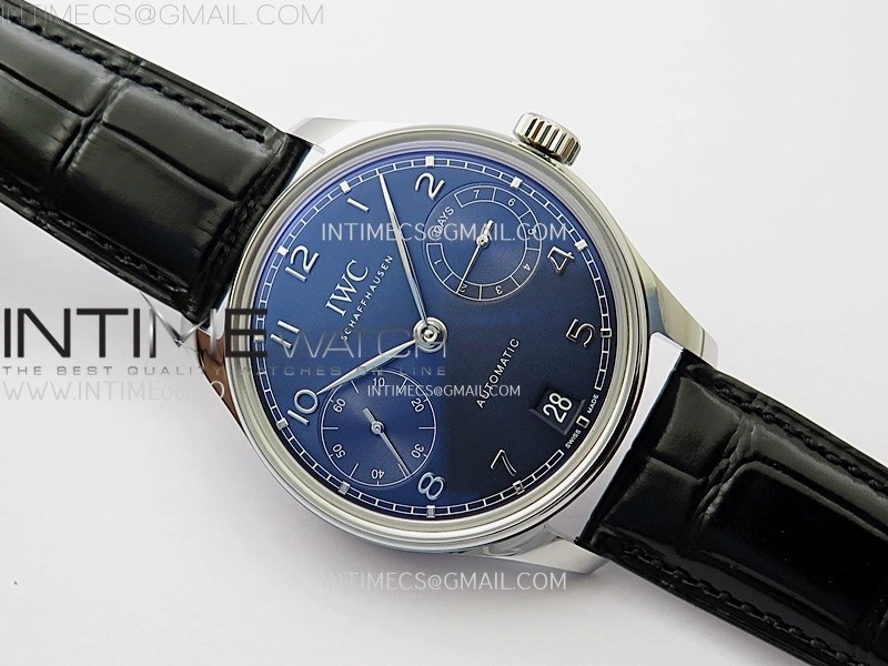 Portuguese Real PR IW501704 SS APSF 1:1 Best Edition Blue Dial On Black Leather Strap A52010