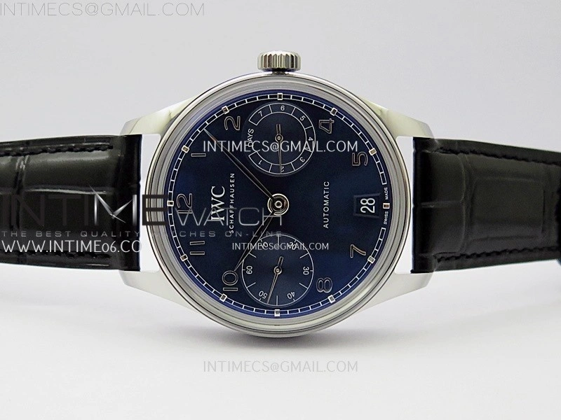 Portuguese Real PR IW501704 SS APSF 1:1 Best Edition Blue Dial On Black Leather Strap A52010