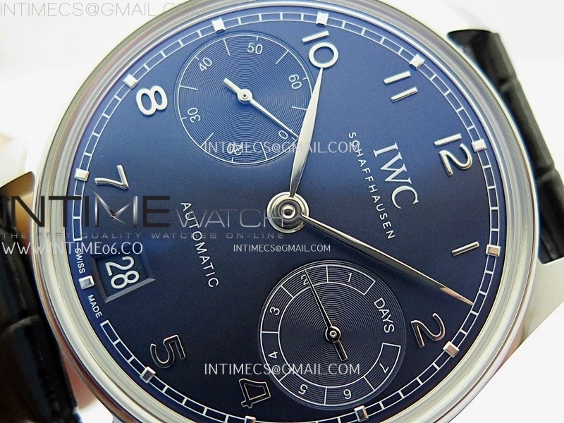 Portuguese Real PR IW501704 SS APSF 1:1 Best Edition Blue Dial On Black Leather Strap A52010