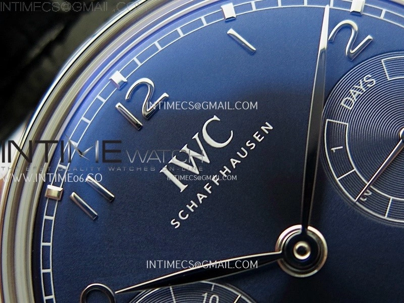 Portuguese Real PR IW501704 SS APSF 1:1 Best Edition Blue Dial On Black Leather Strap A52010