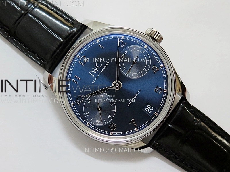 Portuguese Real PR IW501704 SS APSF 1:1 Best Edition Blue Dial On Black Leather Strap A52010