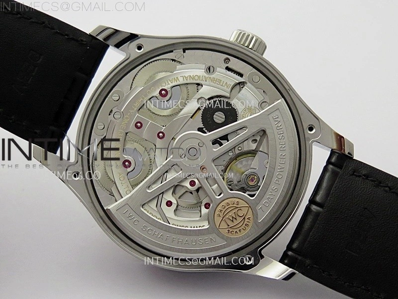 Portuguese Real PR IW501704 SS APSF 1:1 Best Edition Blue Dial On Black Leather Strap A52010