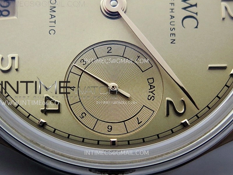 Portuguese Real PR IW501705 SS APSF 1:1 Best Edition Gold Dial On Black Leather Strap A52010