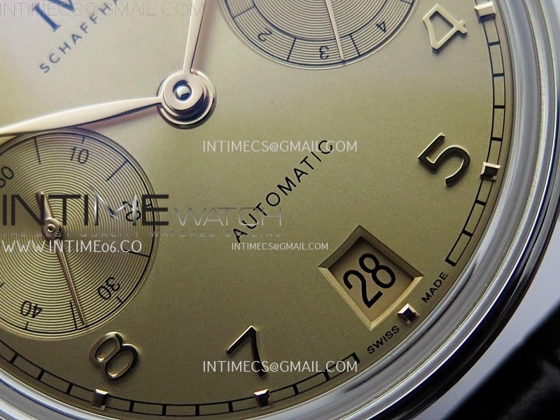 Portuguese Real PR IW501705 SS APSF 1:1 Best Edition Gold Dial On Black Leather Strap A52010