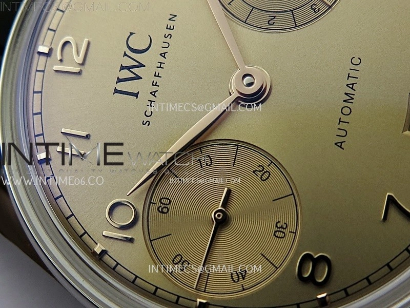 Portuguese Real PR IW501705 SS APSF 1:1 Best Edition Gold Dial On Black Leather Strap A52010