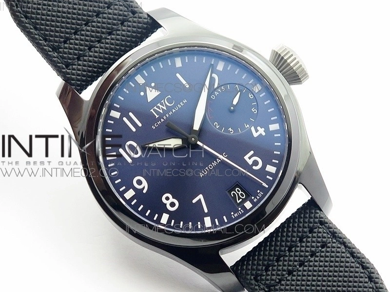 Big Pilot Real PR IW502003 Real Ceramic AZF 1:1 Best Edition on Black Calfskin Strap A51111