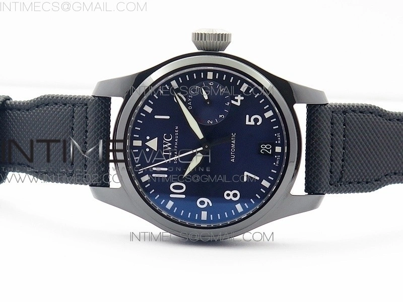 Big Pilot Real PR IW502003 Real Ceramic AZF 1:1 Best Edition on Black Calfskin Strap A51111