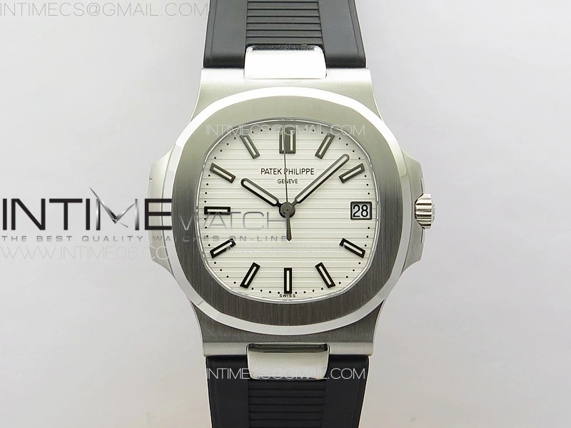 Nautilus Jumbo 5711 Super Replication PPF 1:1 Best Edition White Textured Dial on Black Rubber Strap PPF324
