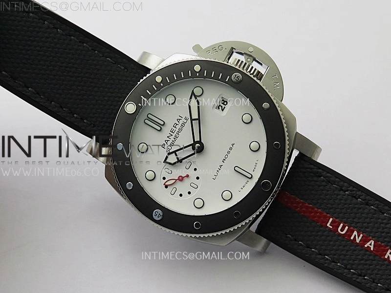 PAM1579 Luna Rossa Submersible 42mm VSF 1:1 Best Edition White Dial On Black Fabric Strap P900