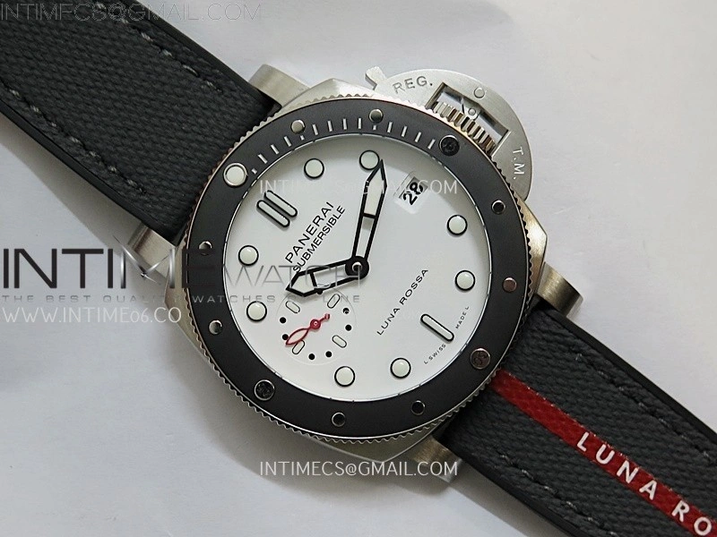 PAM1579 Luna Rossa Submersible 42mm VSF 1:1 Best Edition White Dial On Black Fabric Strap P900