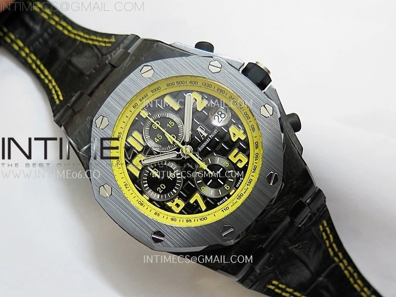 Royal Oak Offshore 'Bumble Bee' TKF Best Edition on Black Leather Strap A3126