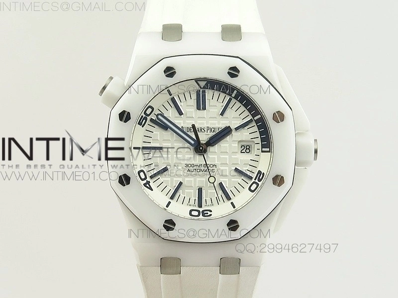 Royal Oak Offshore Diver White Ceramic BP on White Rubber Strap A3120