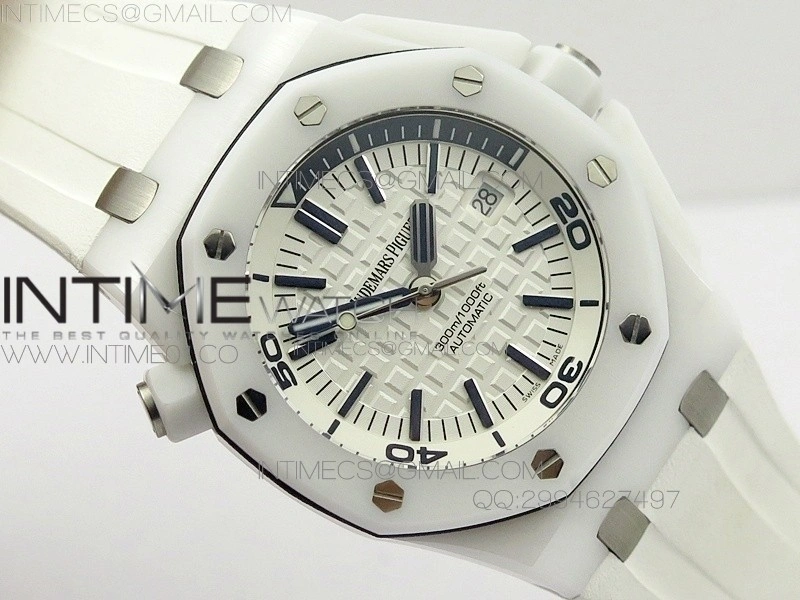Royal Oak Offshore Diver White Ceramic BP on White Rubber Strap A3120
