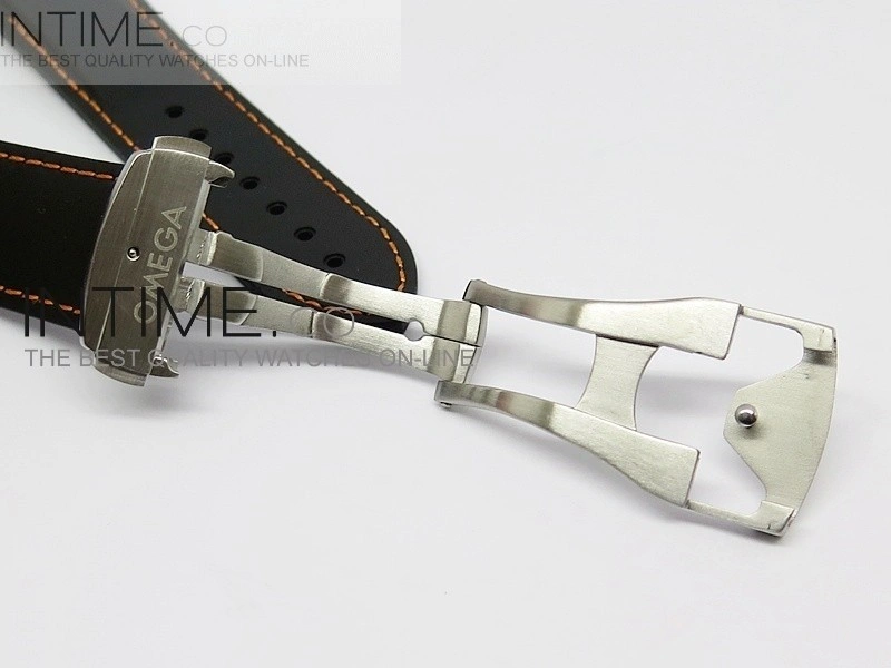Rubber Strap For 45mm Ceramic Planet Ocean Black Orange Stitching