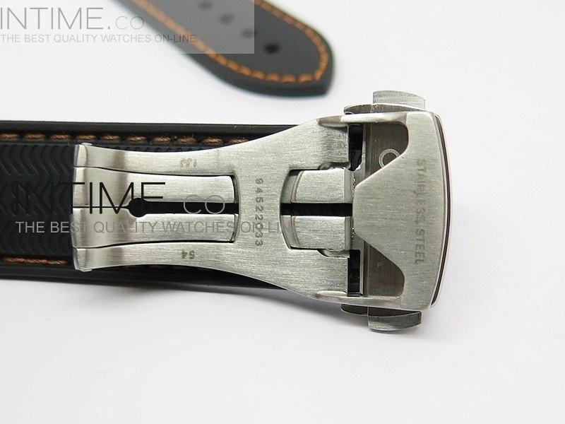 Rubber Strap For 45mm Ceramic Planet Ocean Black Orange Stitching