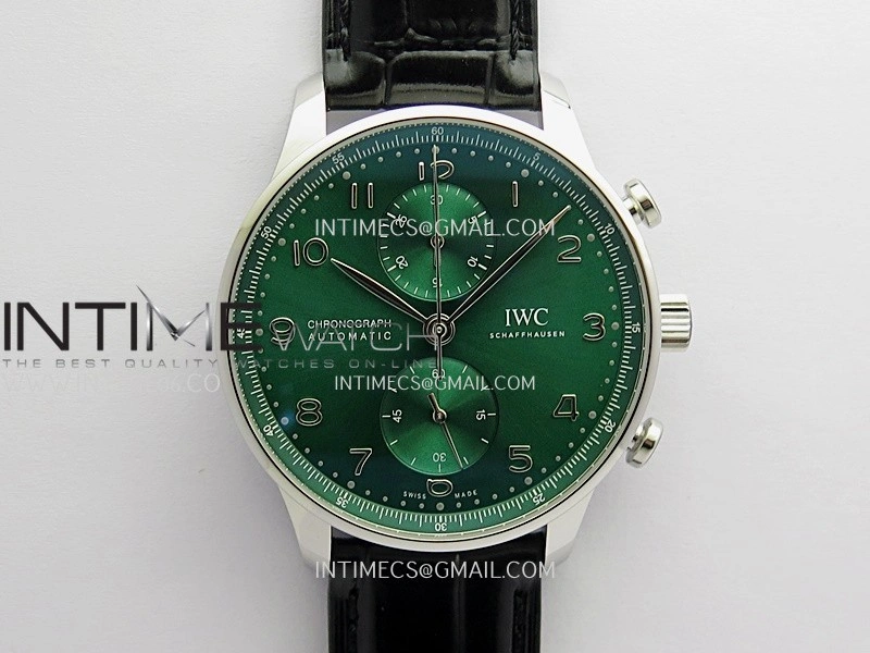 Portuguese Chrono IW371615 SS APSF 1:1 Best Edition Green Dial On Black Leather Strap Asian Super Clone 69355
