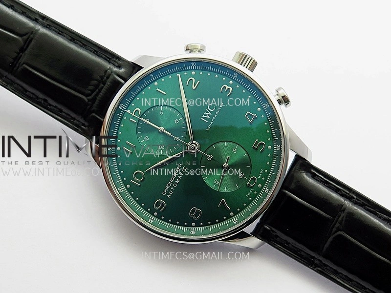 Portuguese Chrono IW371615 SS APSF 1:1 Best Edition Green Dial On Black Leather Strap Asian Super Clone 69355
