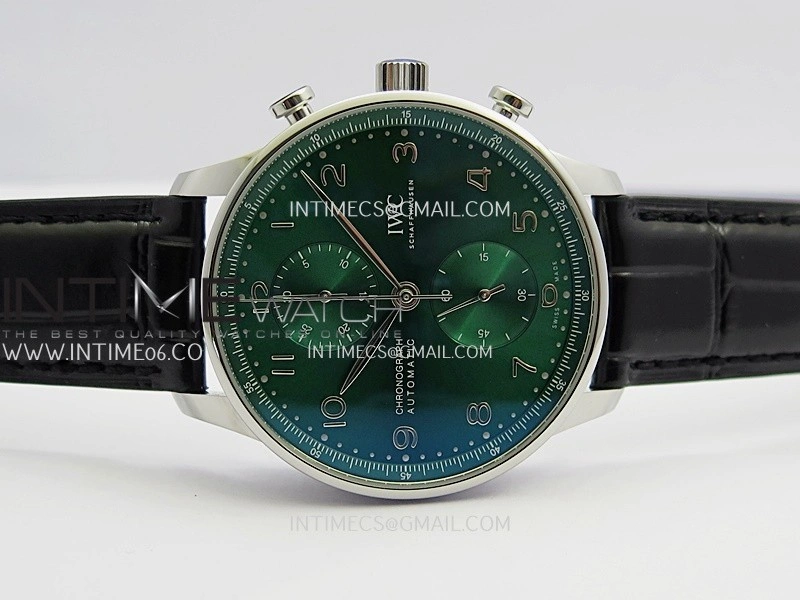 Portuguese Chrono IW371615 SS APSF 1:1 Best Edition Green Dial On Black Leather Strap Asian Super Clone 69355