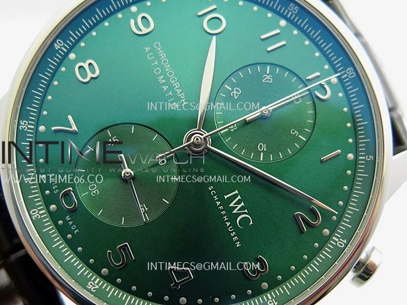 Portuguese Chrono IW371615 SS APSF 1:1 Best Edition Green Dial On Black Leather Strap Asian Super Clone 69355