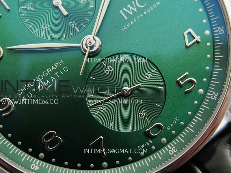 Portuguese Chrono IW371615 SS APSF 1:1 Best Edition Green Dial On Black Leather Strap Asian Super Clone 69355