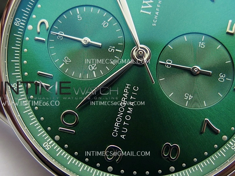 Portuguese Chrono IW371615 SS APSF 1:1 Best Edition Green Dial On Black Leather Strap Asian Super Clone 69355