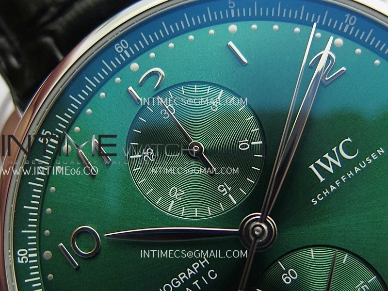 Portuguese Chrono IW371615 SS APSF 1:1 Best Edition Green Dial On Black Leather Strap Asian Super Clone 69355