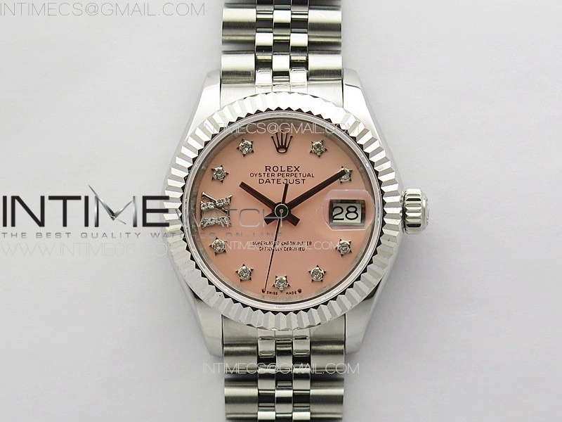 Datejust 28mm 279179 SS APSF Best Edition Pink Dial Stars Crystals Markers on SS Jubilee Bracelet NH05