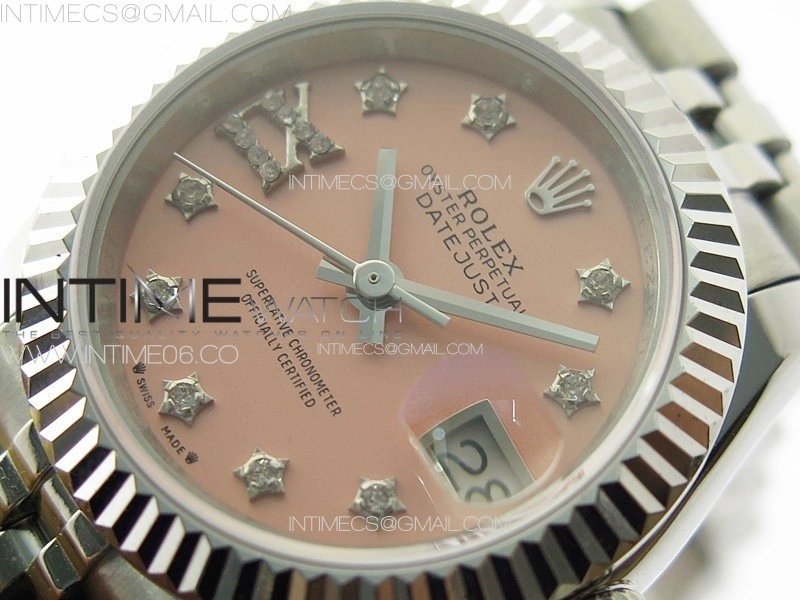 Datejust 28mm 279179 SS APSF Best Edition Pink Dial Stars Crystals Markers on SS Jubilee Bracelet NH05
