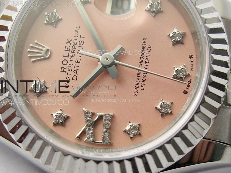 Datejust 28mm 279179 SS APSF Best Edition Pink Dial Stars Crystals Markers on SS Jubilee Bracelet NH05