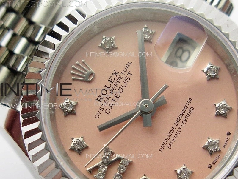 Datejust 28mm 279179 SS APSF Best Edition Pink Dial Stars Crystals Markers on SS Jubilee Bracelet NH05