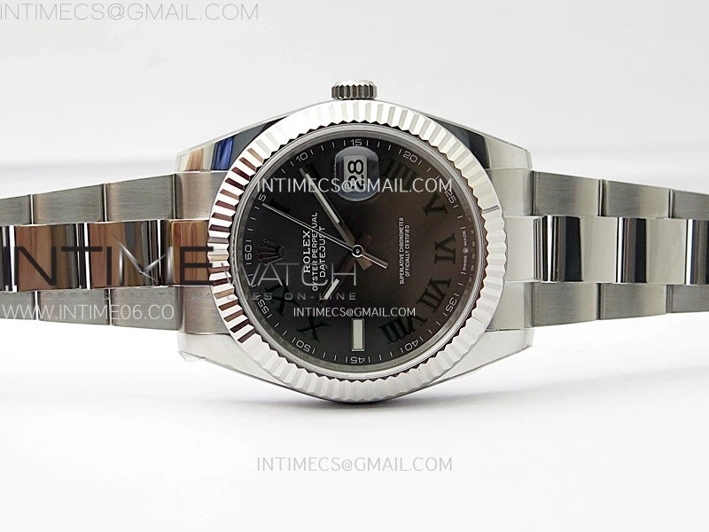 DateJust 41mm 126334 904 SS AR+F V2 1:1 Best Edition Gray Dial Green Roman Markers on Oyster Bracelet DD3235