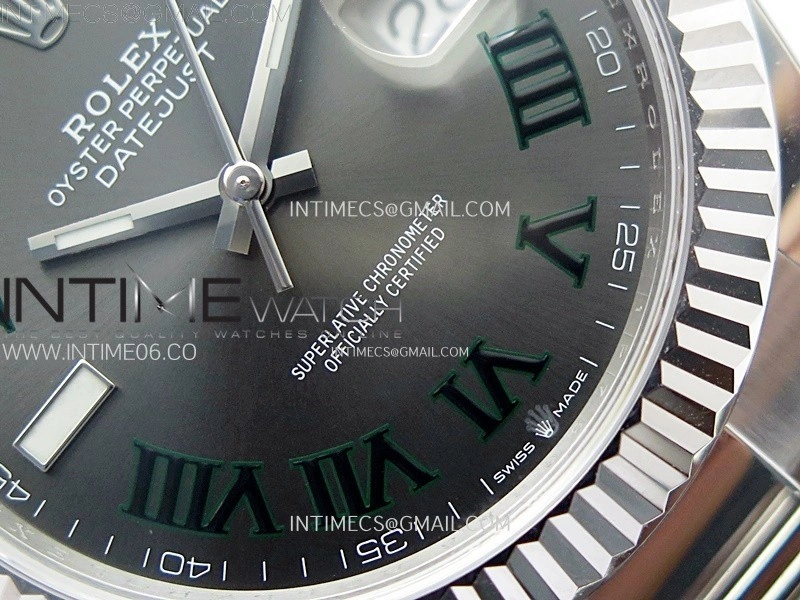 DateJust 41mm 126334 904 SS AR+F V2 1:1 Best Edition Gray Dial Green Roman Markers on Oyster Bracelet DD3235