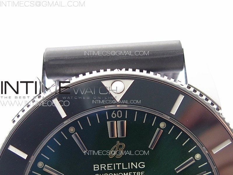 SuperOcean 42mm AB2010 SS B50 1:1 Best Edition Green Dial Black Ceramic Bezel on Black Rubber strap A2824