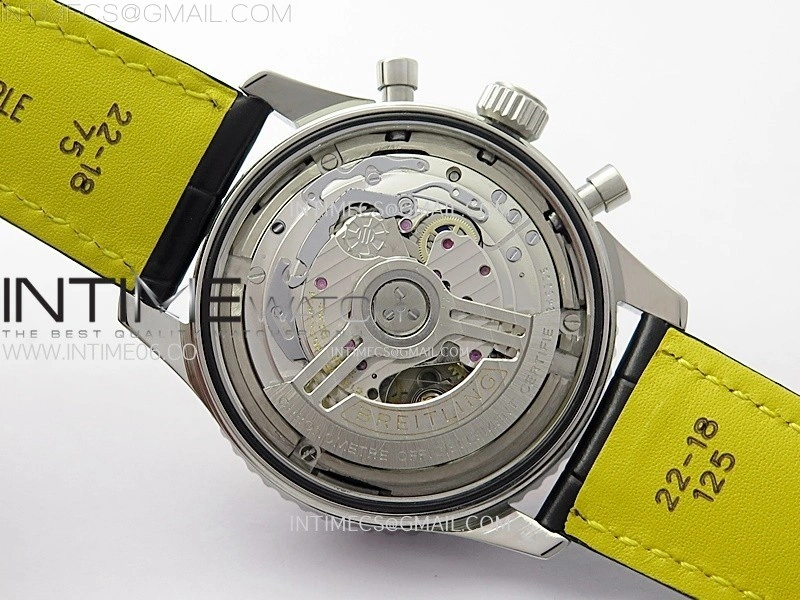 Navitimer B01 43mm SS BLSF 1:1 Best Edition Ice Blue Dial Black Subdials On Black Leather Strap A7750