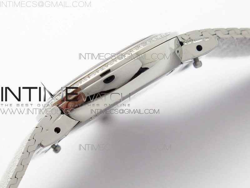 La D de dior Satine SS Crystal Bezel 8848F 1:1 Best Edition MOP White Dial on SS bracelet Swiss Quartz