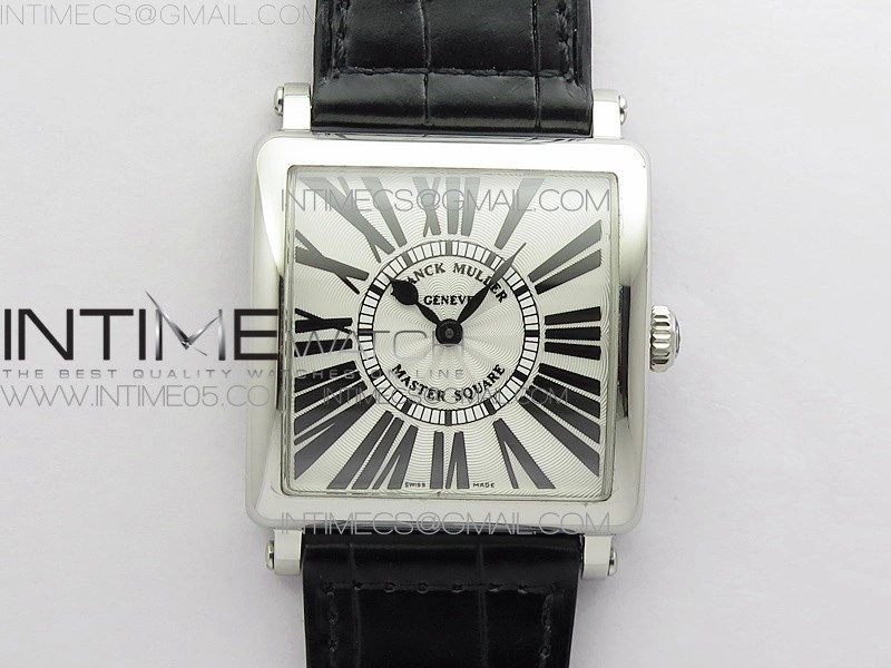 Master Square SS Ladies ZF 1:1 Best Edition White Roman Dial on Black Leather Strap Ronda Quartz