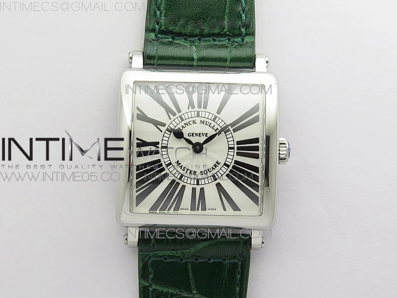 Master Square SS Ladies ZF 1:1 Best Edition White Roman Dial on Green Leather Strap Ronda Quartz