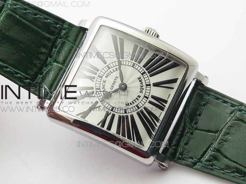 Master Square SS Ladies ZF 1:1 Best Edition White Roman Dial on Green Leather Strap Ronda Quartz