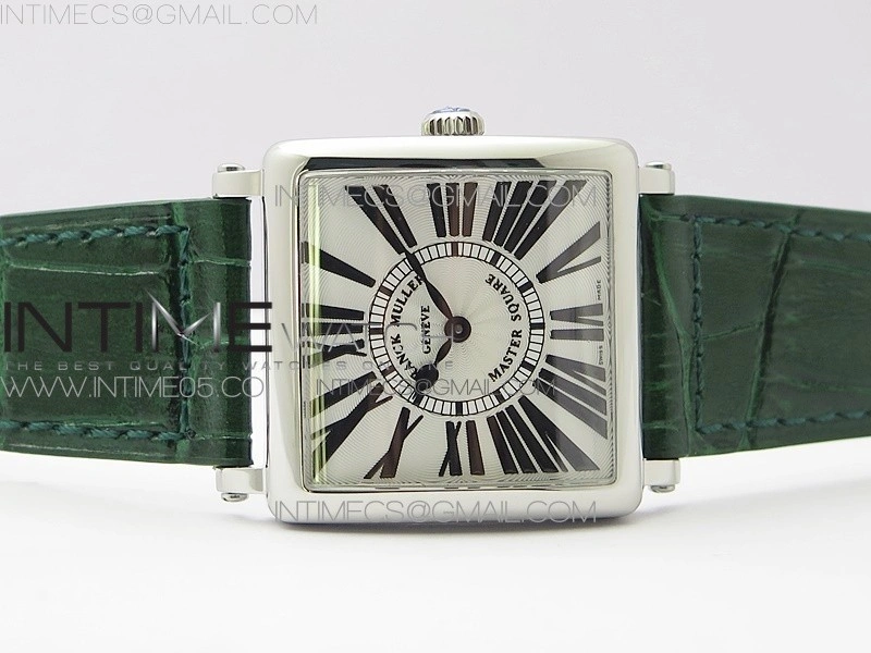 Master Square SS Ladies ZF 1:1 Best Edition White Roman Dial on Green Leather Strap Ronda Quartz