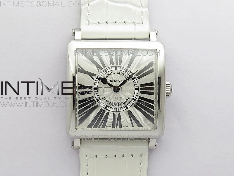 Master Square SS Ladies ZF 1:1 Best Edition White Roman Dial on White Leather Strap Ronda Quartz