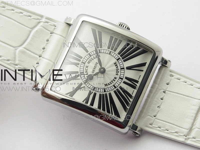 Master Square SS Ladies ZF 1:1 Best Edition White Roman Dial on White Leather Strap Ronda Quartz