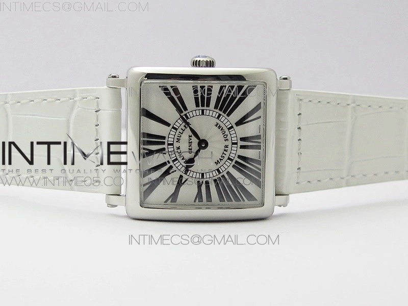 Master Square SS Ladies ZF 1:1 Best Edition White Roman Dial on White Leather Strap Ronda Quartz