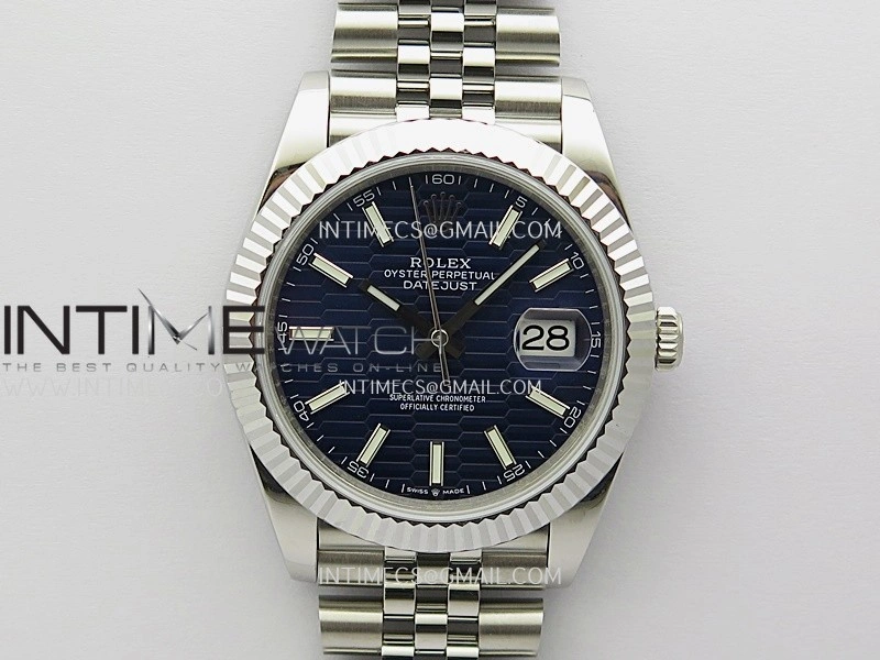 DateJust 41mm 126334 904 SS QF V2 1:1 Best Edition Blue Fluted Dial Stick Marker On Jubilee Bracelet SH3235