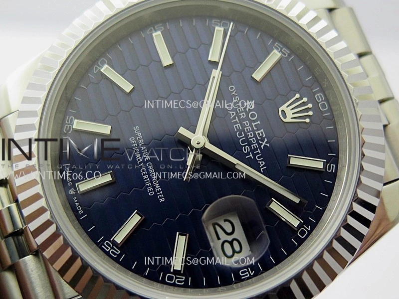 DateJust 41mm 126334 904 SS QF V2 1:1 Best Edition Blue Fluted Dial Stick Marker On Jubilee Bracelet SH3235