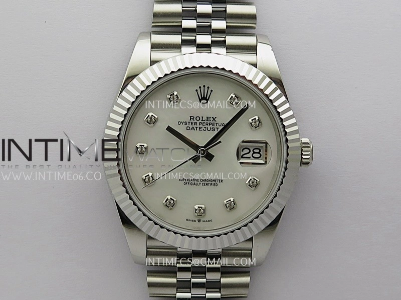 DateJust 41mm 126334 904 SS QF V2 1:1 Best Edition White MOP Dial Diamond Marker On Jubilee Bracelet SH3235